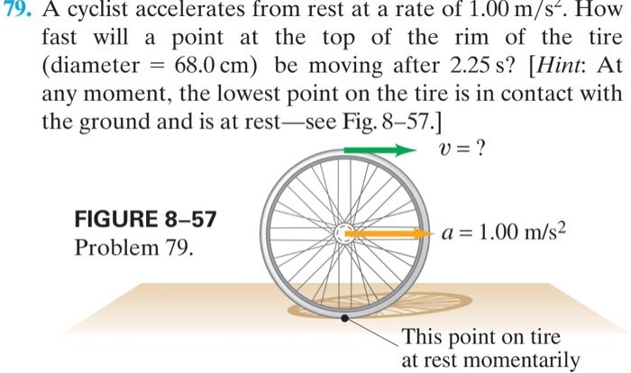 A cyclist accelerates from 0m/s to 8