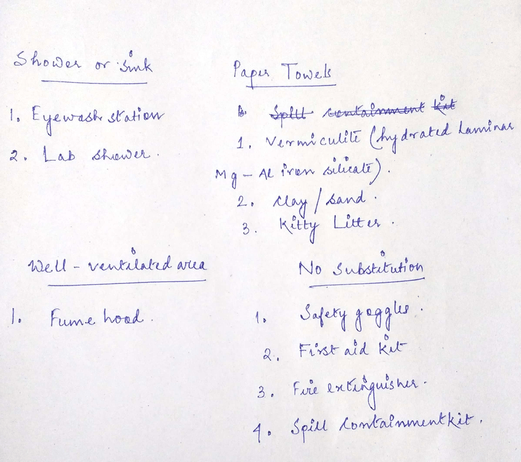 Data table 1 lab safety equipment alternatives