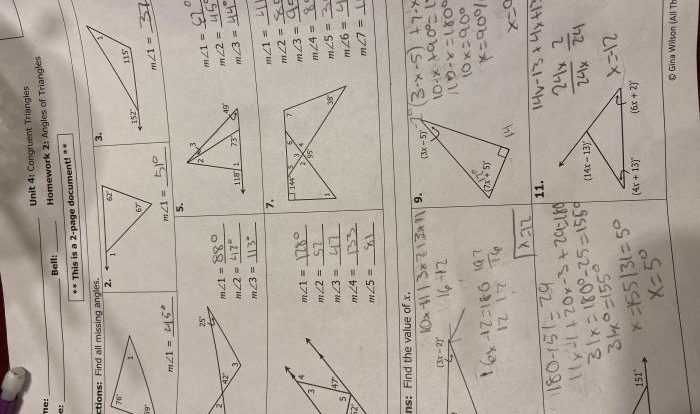 Geometry unit 4 congruent triangles quiz 4 1 answer key