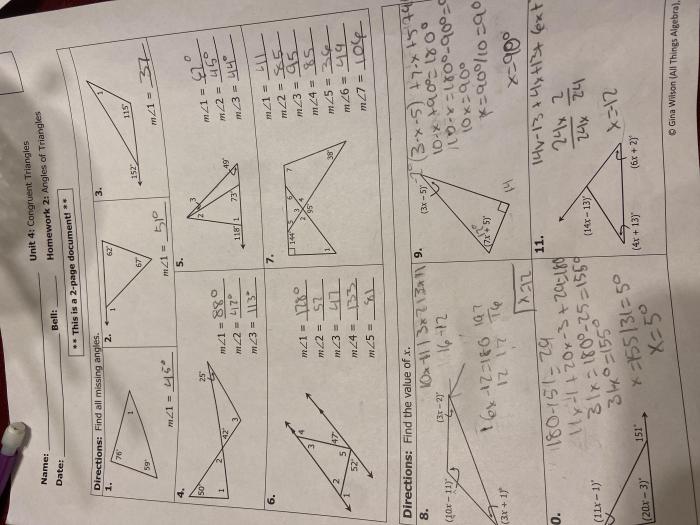 Geometry unit 4 congruent triangles quiz 4 1 answer key