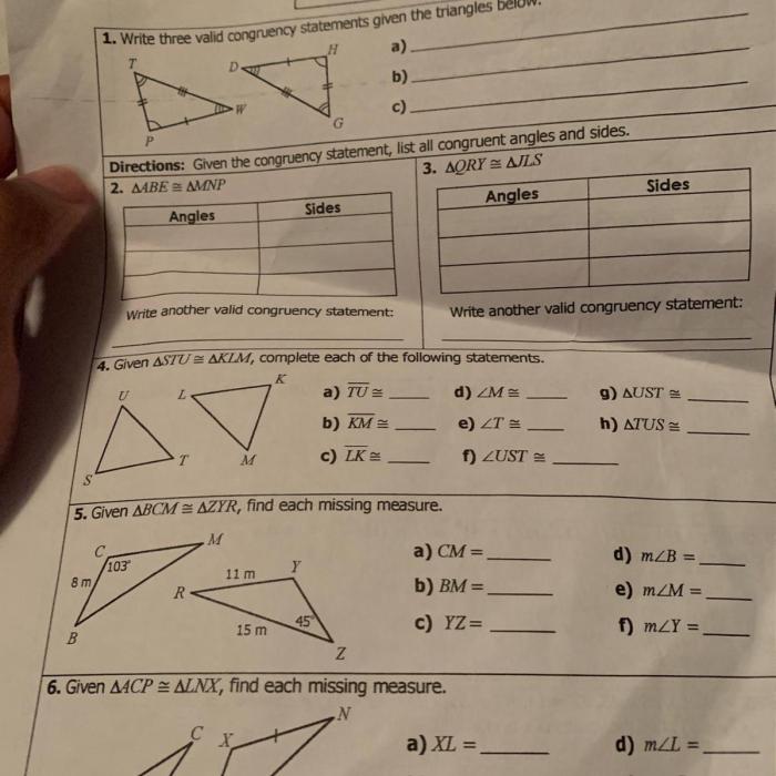 Geometry unit 4 congruent triangles quiz 4 1 answer key