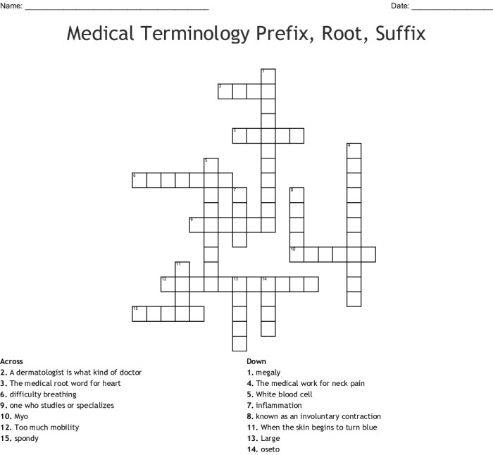 Medical terminology crossword puzzle answers